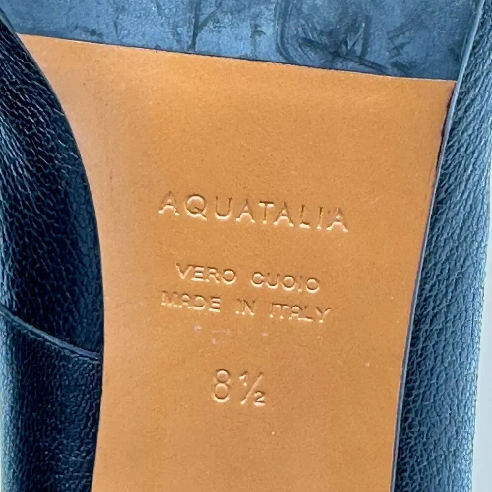 Aquatalia Women's Leather Black Heeled Almond Toe Pumps Size 8.5 - Picture 9 of 9